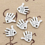 30pcs Charms Palm Hand Made Handmade 13x13mm Antique Silver Color Pendants Making DIY Handmade Tibetan Finding Jewelry
