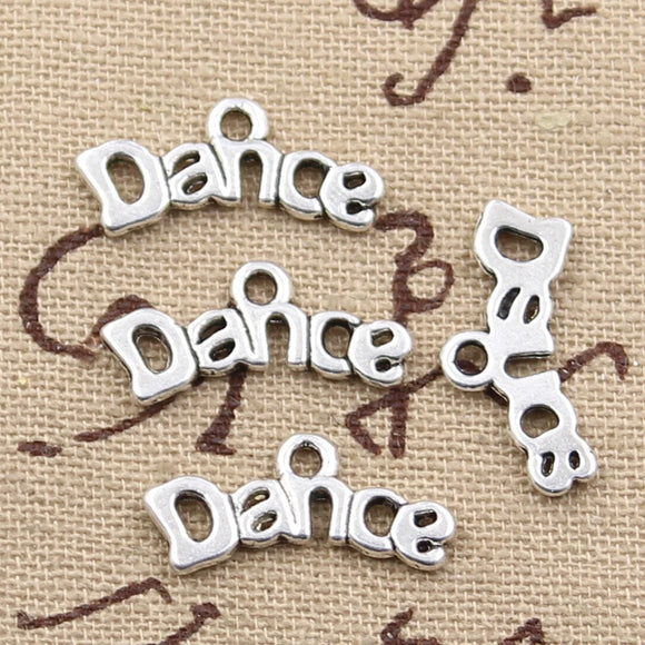30pcs Charms Plates Dance 20x9mm Antique Silver Color Pendants Making DIY Handmade Tibetan Finding Jewelry