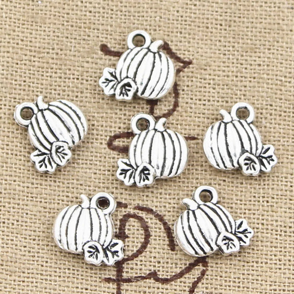 30pcs Charms Pumpkin Fall Thanksgiving Halloween 10x10mm Antique Silver Color Pendants Making DIY Handmade Tibetan Finding
