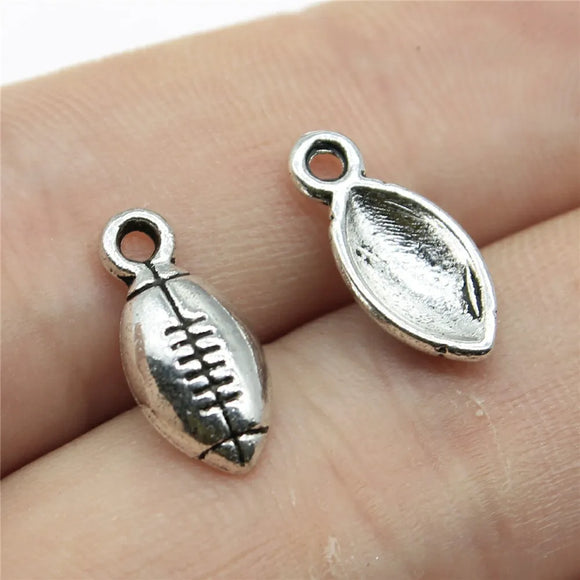 30pcs Charms Rugby Football 15*7mm Antique Silver Color Pendants DIY Necklace Crafts Making Findings Handmade Tibetan Jewelry