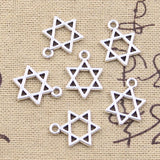 30pcs Charms Star Of David Shield Hexagram 17x13mm Antique Silver Color Pendants Making DIY Handmade Tibetan Finding Jewelry