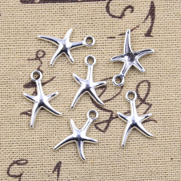 30pcs Charms Starfish Sea Star 17x12mm Antique Silver Color Pendants Making DIY Handmade Tibetan Finding Jewelry