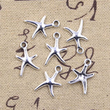 30pcs Charms Starfish Sea Star 17x12mm Antique Silver Color Pendants Making DIY Handmade Tibetan Finding Jewelry