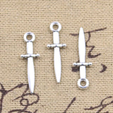 30pcs Charms Sword 24x7mm Antique Silver Color Pendants Making DIY Handmade Tibetan Finding Jewelry