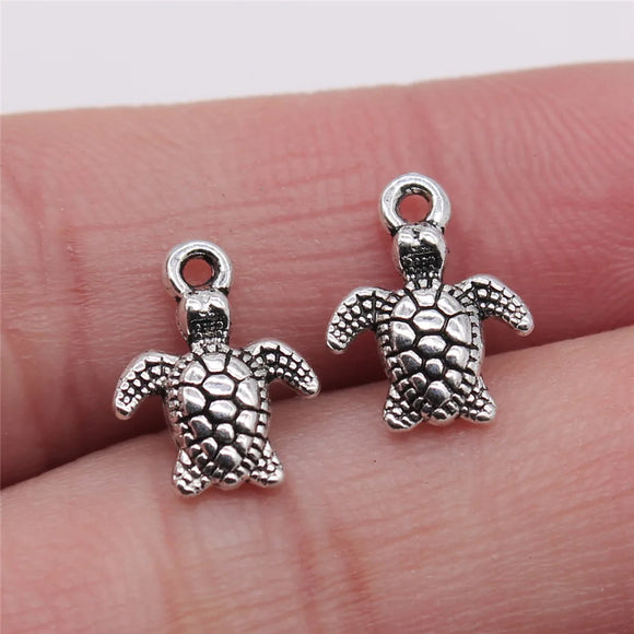 30pcs Charms Turtle Tortoise Sea 10*13mm Antique Bronze Silver Color Pendants DIY Craft Making Findings Handmade Tibetan Jewelry