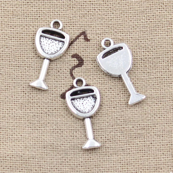 30pcs Charms Wine Glass 20x9mm Antique Silver Color Pendants Making DIY Handmade Tibetan Finding Jewelry