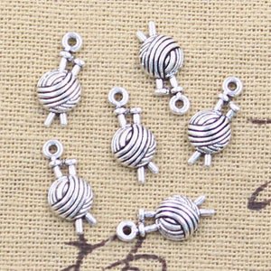 30pcs Charms Yarn Ball Knit Crochet 16x7x3mm Antique Silver Color Pendants Making DIY Handmade Tibetan Finding Jewelry