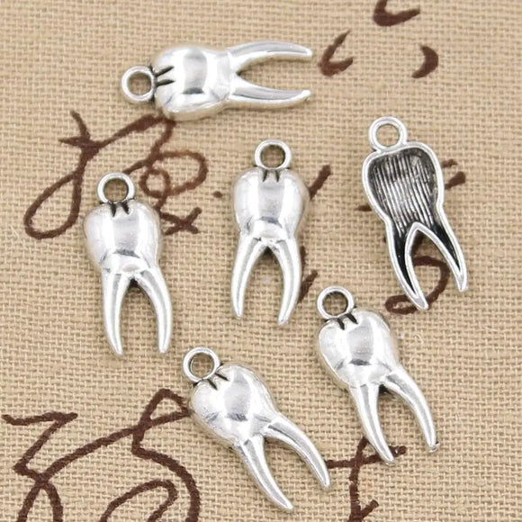 30pcs Charms Zombie Tooth Teeth Molar 20x8mm Antique Making Pendant fit,Vintage Tibetan Silver color,DIY Handmade Jewelry