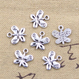 30pcs Charms butterfly Created for you 13x13mm Antique Silver Color Pendants Making DIY Handmade Tibetan Finding Jewelry