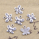 30pcs Charms butterfly Created for you 13x13mm Antique Silver Color Pendants Making DIY Handmade Tibetan Finding Jewelry