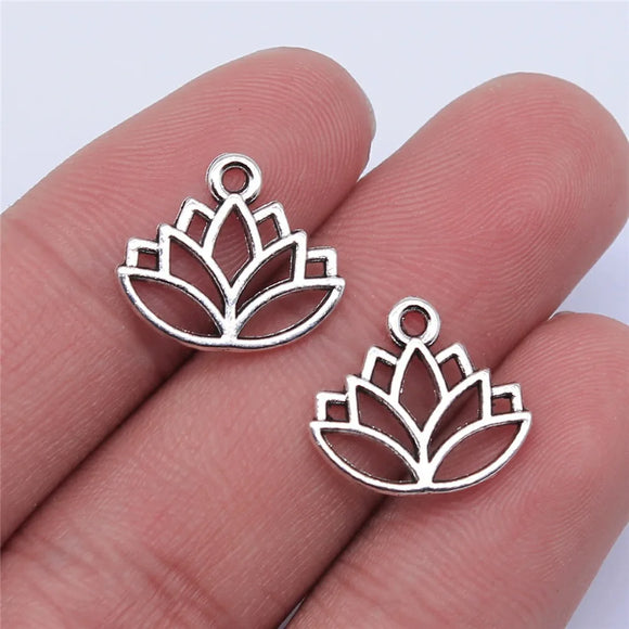 30pcs/Lot Charms Flower Lotus Crown 16*14mm Tibetan Pendants Antique Jewelry Making DIY Handmade Craft For Necklace