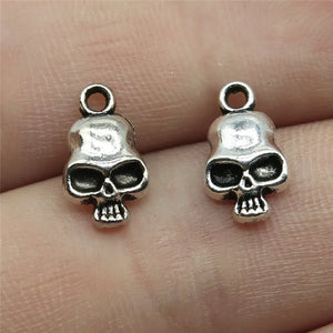 30pcs/lot 13x7mm Antique Silver Color Skull Charms Small Skull Charms Tiny Skull Charms For Jewelry Making