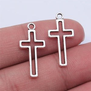 30pcs/lot Charms Hollow Cross 23x11mm Tibetan Silver Color Pendants Antique Jewelry Making DIY Handmade Craft