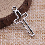 30pcs/lot Charms Hollow Cross 23x11mm Tibetan Silver Color Pendants Antique Jewelry Making DIY Handmade Craft