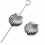 40 piezas de aleación de plata tibetana de 9 x 8 mm, colgantes de concha marina, ef4395