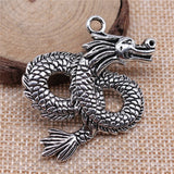 3Pcs/Lot Charms China Loong Dragon 45*38mm Antique Silver Color Pendants DIY Crafts Making Findings Handmade Tibetan Jewelry