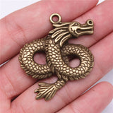 3Pcs/Lot Charms China Loong Dragon 45*38mm Antique Silver Color Pendants DIY Crafts Making Findings Handmade Tibetan Jewelry