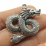 3Pcs/Lot Charms China Loong Dragon 45*38mm Antique Silver Color Pendants DIY Crafts Making Findings Handmade Tibetan Jewelry