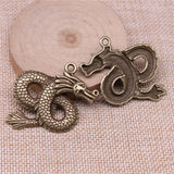 3Pcs/Lot Charms China Loong Dragon 45*38mm Antique Silver Color Pendants DIY Crafts Making Findings Handmade Tibetan Jewelry