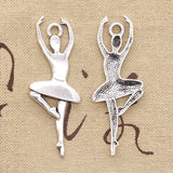 3pcs Charms Ballet Girl Dancer Ballerina 63x23mm Antique Silver Color Pendants Making DIY Handmade Tibetan Finding Jewelry