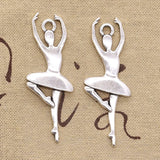 3pcs Charms Ballet Girl Dancer Ballerina 63x23mm Antique Silver Color Pendants Making DIY Handmade Tibetan Finding Jewelry