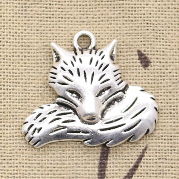 3pcs Charms Wolf Tail Fox 24x28mm Antique Making Pendant fit,Vintage Tibetan Bronze Silver color,DIY Handmade Jewelry