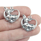 4 Pieces 23*24mm Antique Silver Color Mixed Alloy Heart Charms Dog Pendant Accessory For DIY Jewelry Making