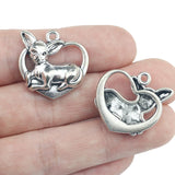 4 Pieces 23*24mm Antique Silver Color Mixed Alloy Heart Charms Dog Pendant Accessory For DIY Jewelry Making