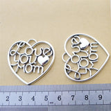 4 Pieces 39x27mm Antique Silver Color Love Mom Charms Mother's Day Gift for DIY Jewelry Making