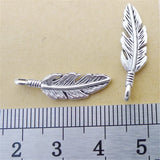 40 Pieces 23x7mm Antique Silver Color Feather Charms Keychain for DIY Jewelry Making