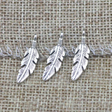 40 Pieces 23x7mm Antique Silver Color Feather Charms Keychain for DIY Jewelry Making