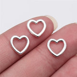 40Pcs/Lot 10x9mm Antique Silver Color Hollow Heart Charms Pendant For Jewelry Making DIY Jewelry Findings