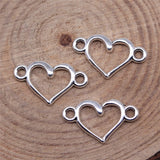 40Pcs/Lot 15*9mm Antique Silver Color Hollow Heart Connector Charms For Jewelry Making DIY Jewelry Findings