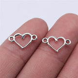 40Pcs/Lot 15*9mm Antique Silver Color Hollow Heart Connector Charms For Jewelry Making DIY Jewelry Findings