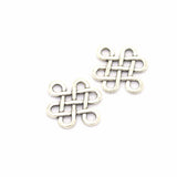 40Pcs/Lot Antique silver color alloy Chinese knot Charms Pendants Necklace Beads for DIY Big Hole Beads Bracelets Charms