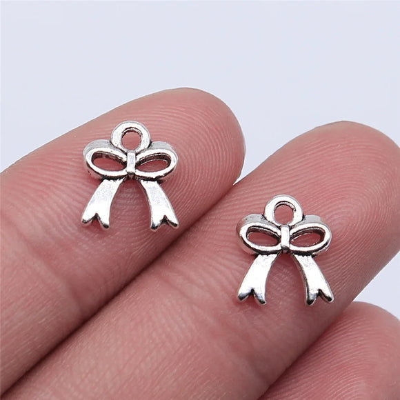 40Pcs/Lot Charms Bowknot Bow 10x14mm Antique Making Pendant fit,Vintage Tibetan Silver color,DIY Findings Handmade Jewelry