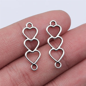 40Pcs/Lot Charms Heart Link Connector 24x8mm Antique Silver Color Pendants DIY Crafts Making Findings Handmade Tibetan Jewelry