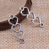 40Pcs/Lot Charms Heart Link Connector 24x8mm Antique Silver Color Pendants DIY Crafts Making Findings Handmade Tibetan Jewelry