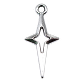 Lote de 40 colgantes de estrella fugaz de color plateado de 23 x 10 mm, aptos para hacer joyas hechas a mano de aleación de metal.