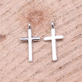 40pcs/lot 16x7mm Cross Charms For DIY Jewelry Making Antique Silver Color Zinc Alloy Charms Pendant Jewelry Findings