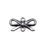 40pcs/lot 16x8mm Bow-Knot Connector Charms For Jewelry Making DIY Jewelry Findings Antique Silver Color Zinc Alloy Charms