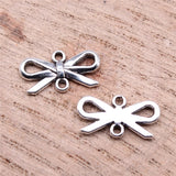 40pcs/lot 16x8mm Bow-Knot Connector Charms For Jewelry Making DIY Jewelry Findings Antique Silver Color Zinc Alloy Charms