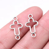 40pcs/lot  Charms Hollow Cross Connector 20x11mm Tibetan Silver Color Pendants Antique Jewelry Making DIY Handmade Craft