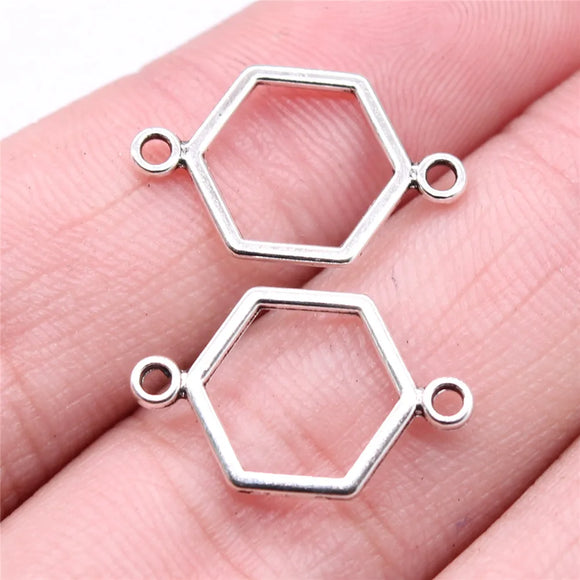 40pcs/lot Charms Honeycomb Connector 19*13mm Antique Silver Color Pendants Making DIY Handmade Tibetan Finding Jewelry