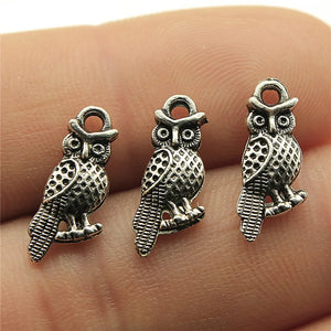 40pcs/lot Charms  Owl 16x7mm Antique  Silver Color Pendants Making DIY Handmade Tibetan Finding Jewelry