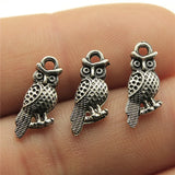 40pcs/lot Charms  Owl 16x7mm Antique  Silver Color Pendants Making DIY Handmade Tibetan Finding Jewelry