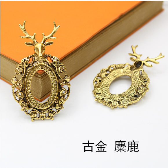 10pc Elk34*57mm Unicorn34*50mm  Alloy Base Decoration Accessories 18 * 25mm Time Gem Base