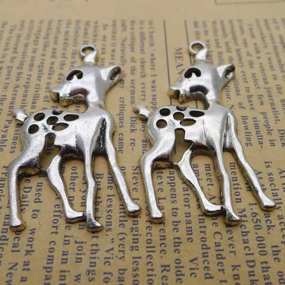 4Pcs 30*56mm Antique Silver Color Alloy Lovely Sika Deer Charms Earrings Pendant Accessories Charms For Jewelry Making Wholesale