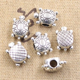 4pcs 15x10x8mm Turtle Tortoise 4mm Big Hole Bead Antique Silver Color Beads Charms Fits Diy Charms Bracelet Jewelry Beads