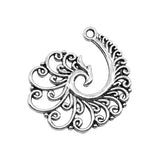 4 piezas de 31 x 32 mm de filigrana en espiral de fénix, color plata antigua, aleación de metal, accesorios de joyería, h0870
